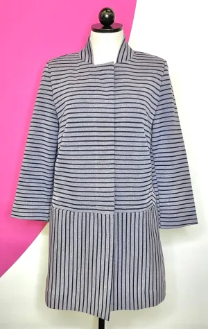 CABI DAPPLED STRIPE CAR COAT - L