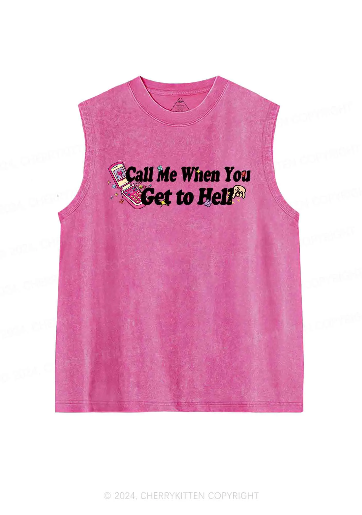 Call Me When You Get To Hell Y2K Washed Tank Cherrykitten