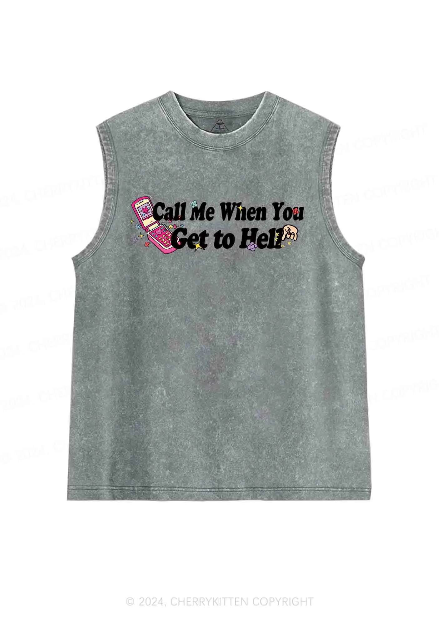 Call Me When You Get To Hell Y2K Washed Tank Cherrykitten