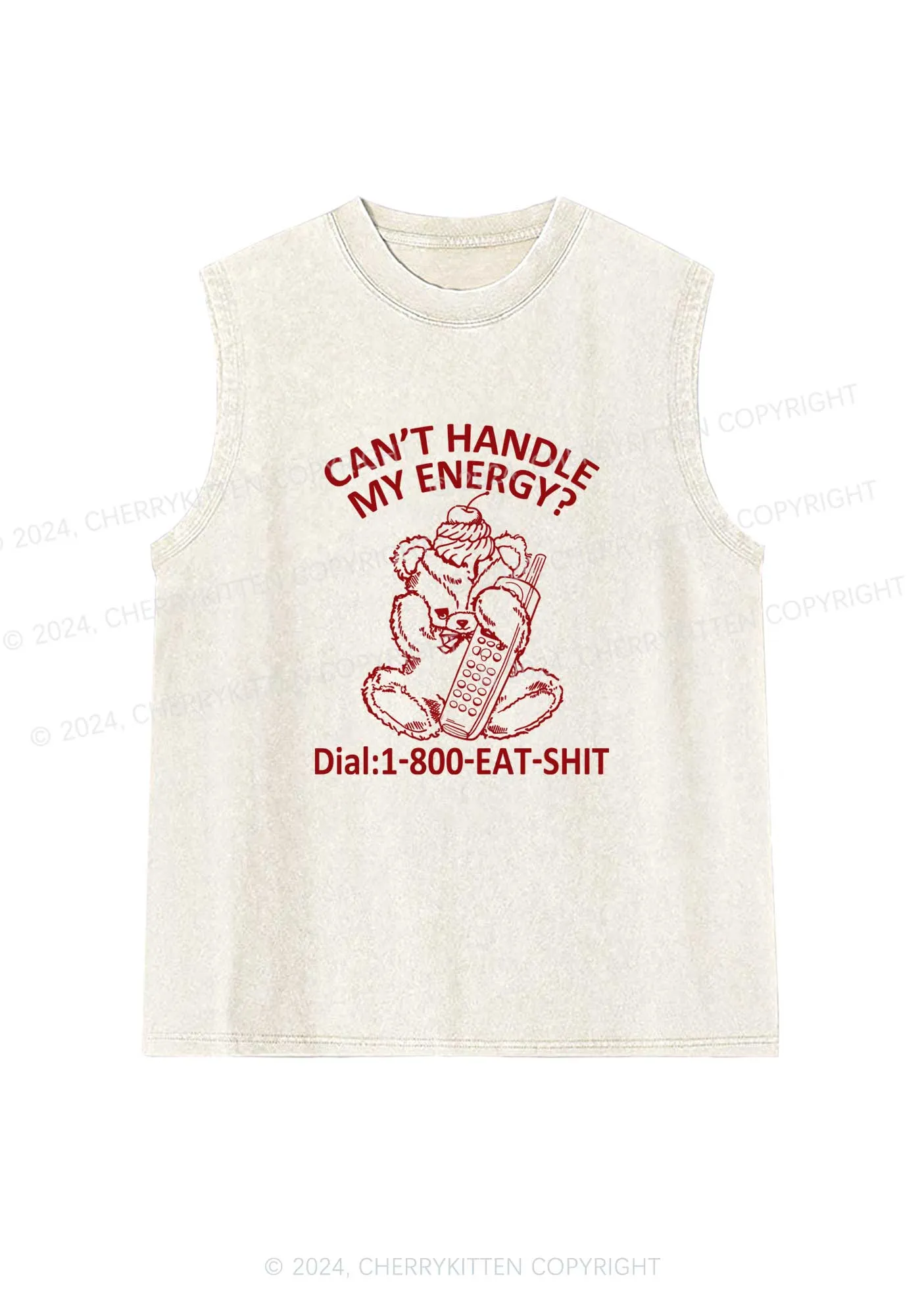 Can't Handle My Energy Y2K Washed Tank Cherrykitten