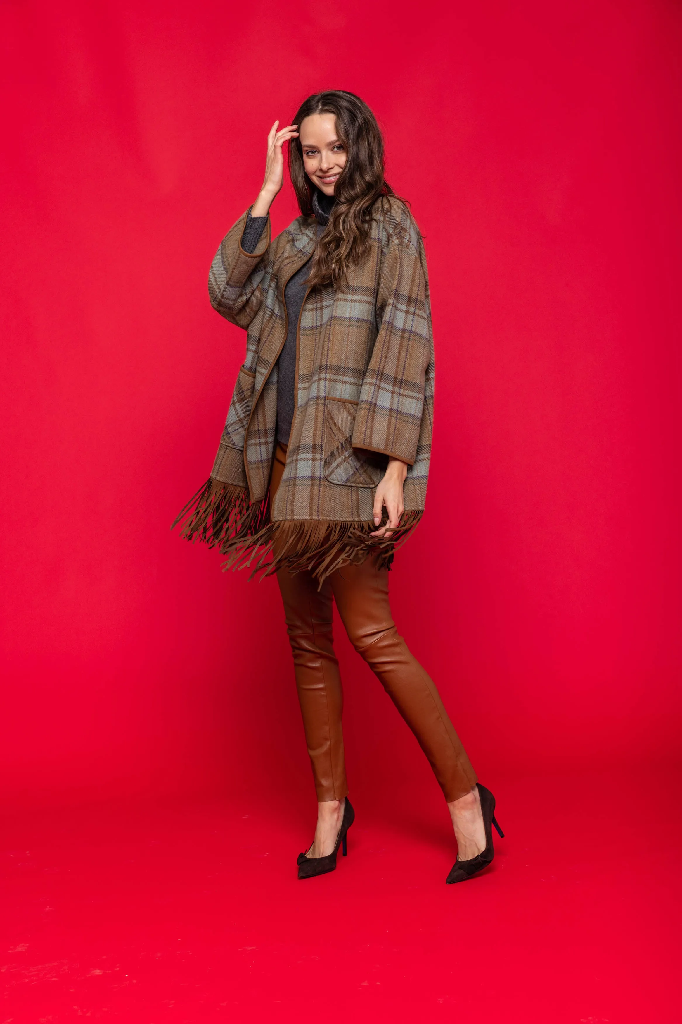 Caroline Plaid Wool Cape