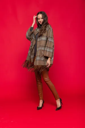 Caroline Plaid Wool Cape