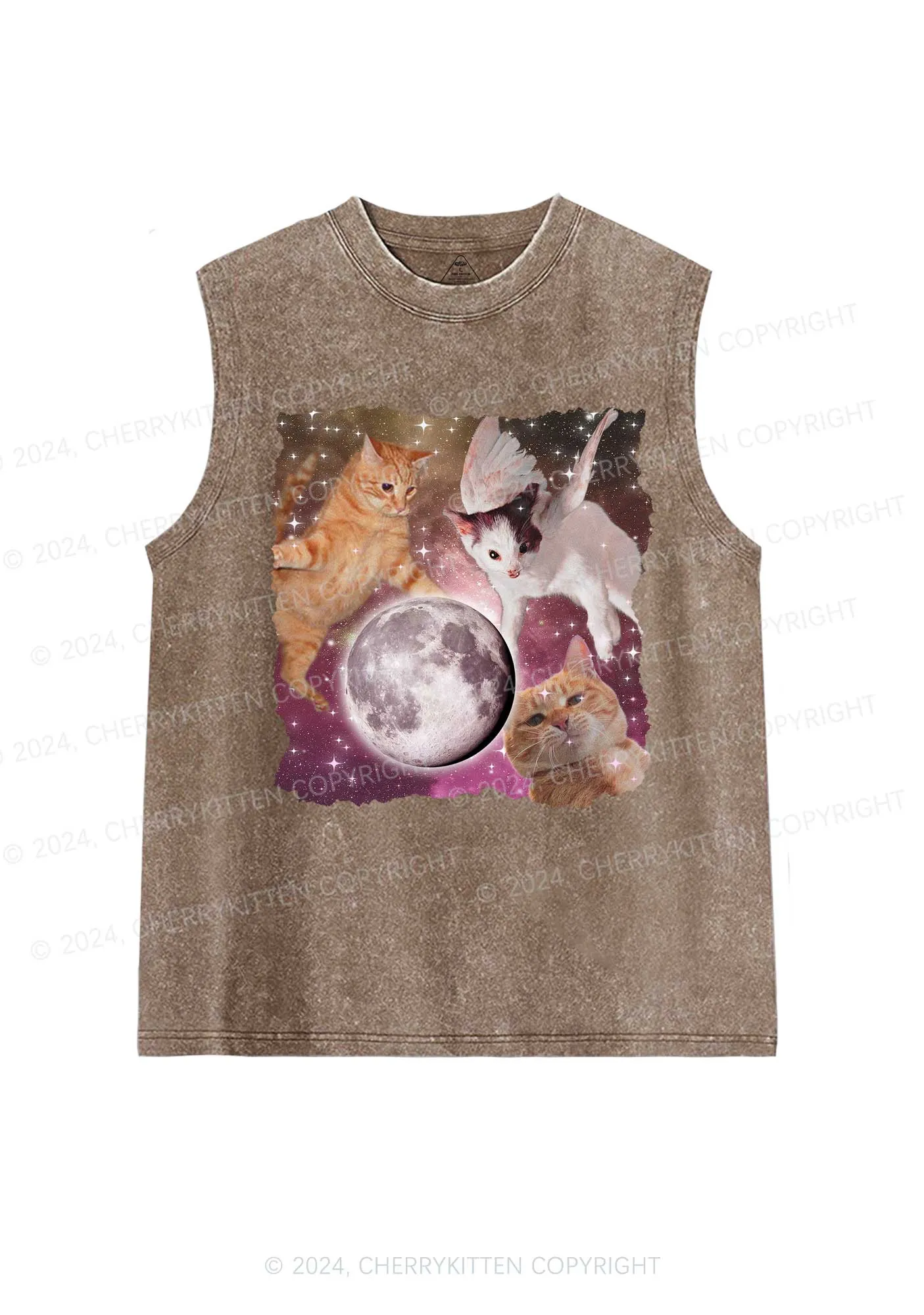 Cats On The Moon Y2K Washed Tank Cherrykitten