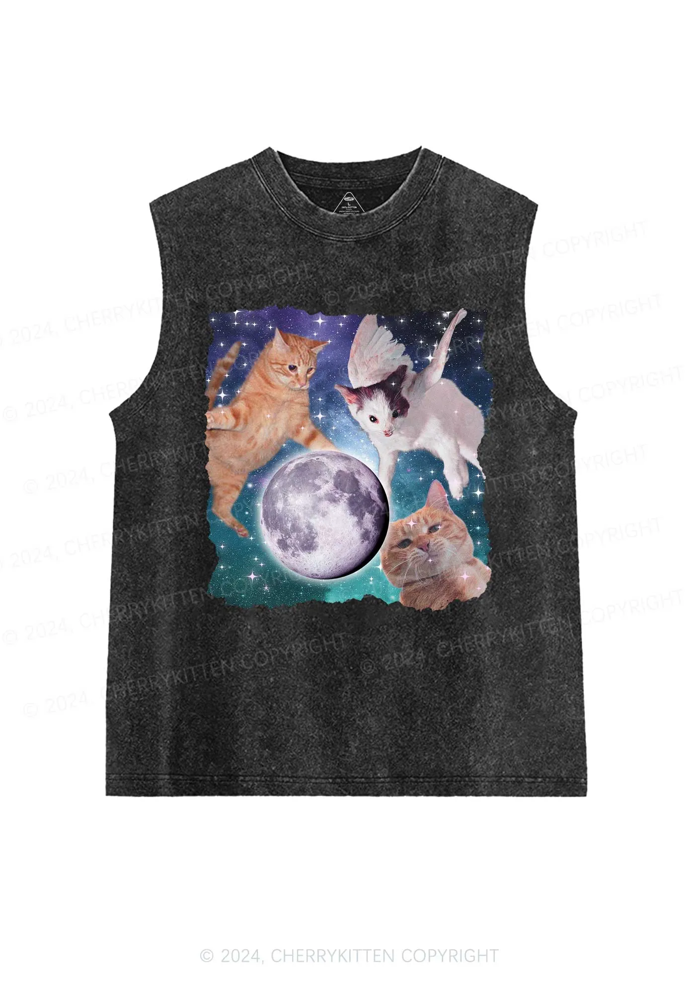 Cats On The Moon Y2K Washed Tank Cherrykitten