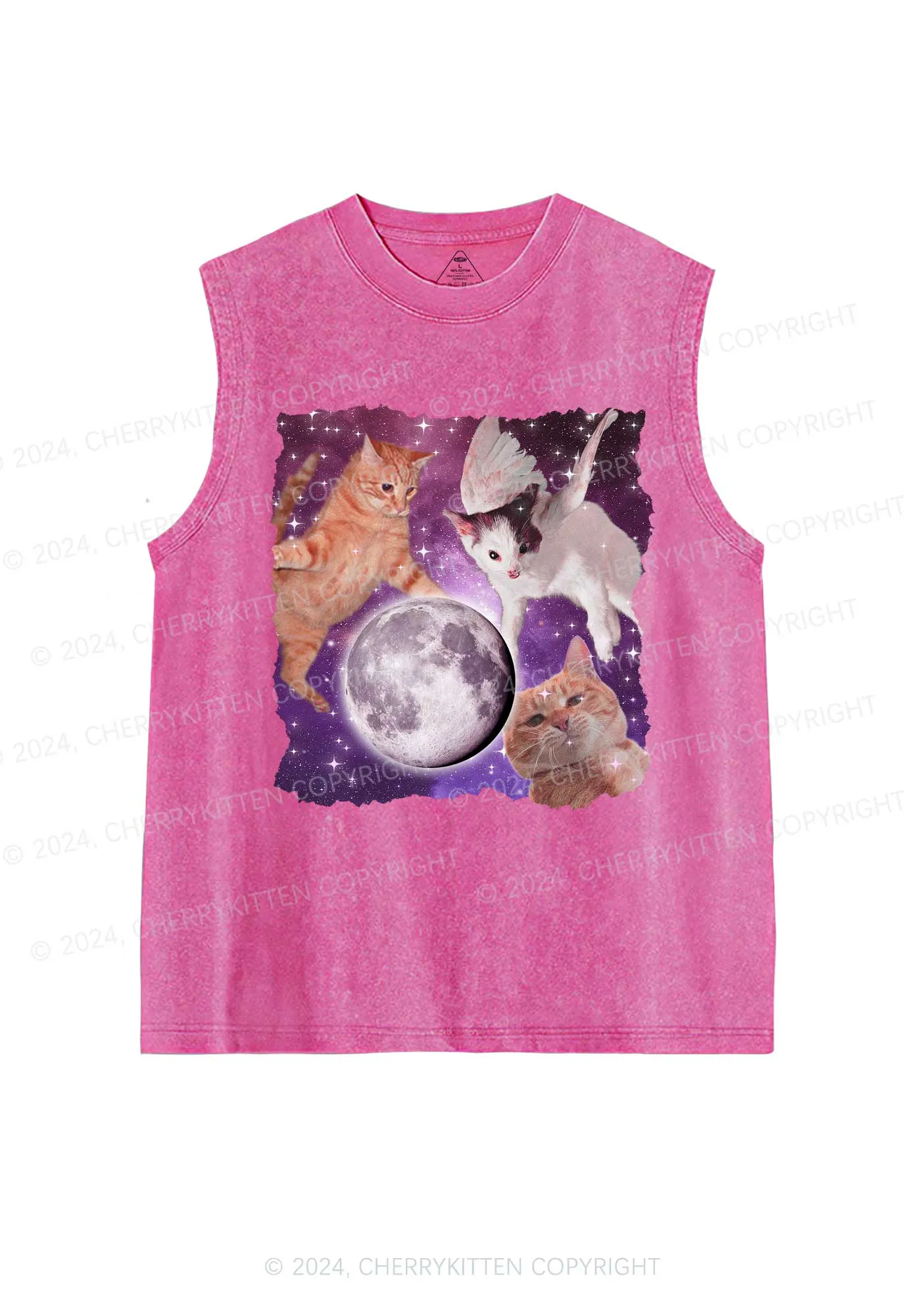 Cats On The Moon Y2K Washed Tank Cherrykitten