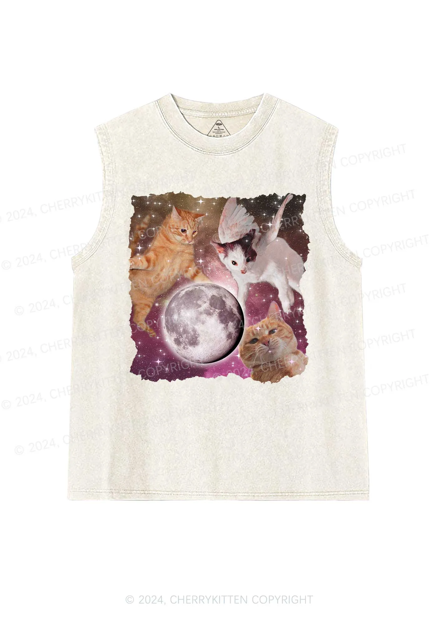 Cats On The Moon Y2K Washed Tank Cherrykitten