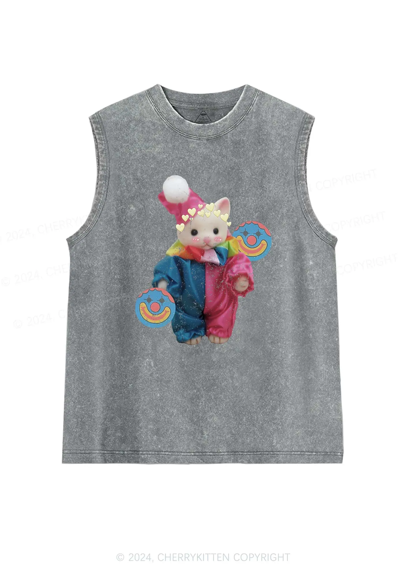 Chat Clown Y2K Washed Tank Cherrykitten