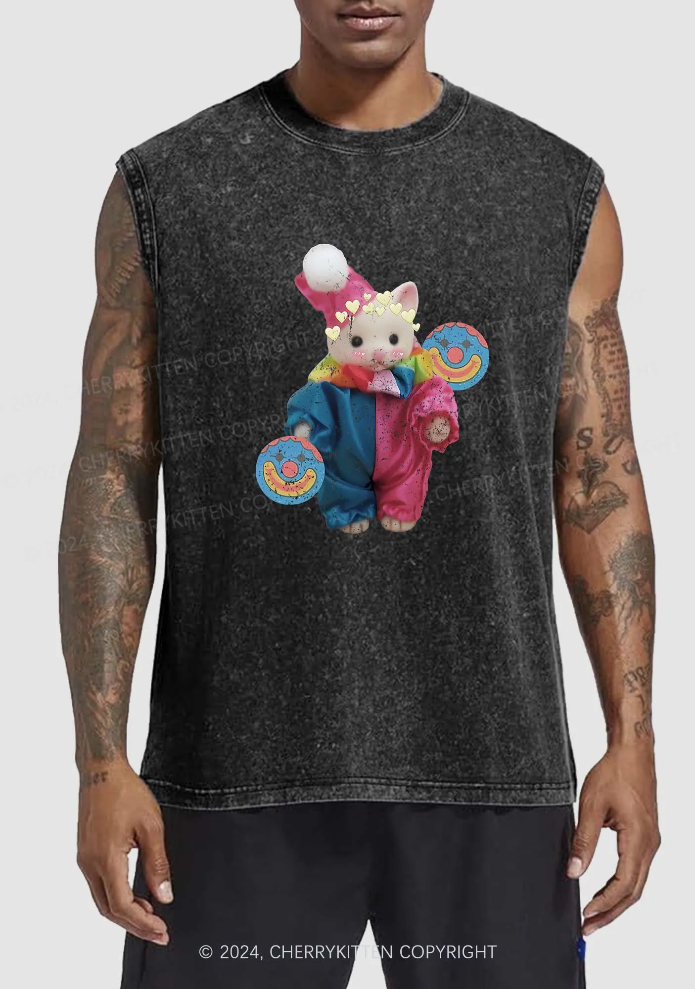 Chat Clown Y2K Washed Tank Cherrykitten