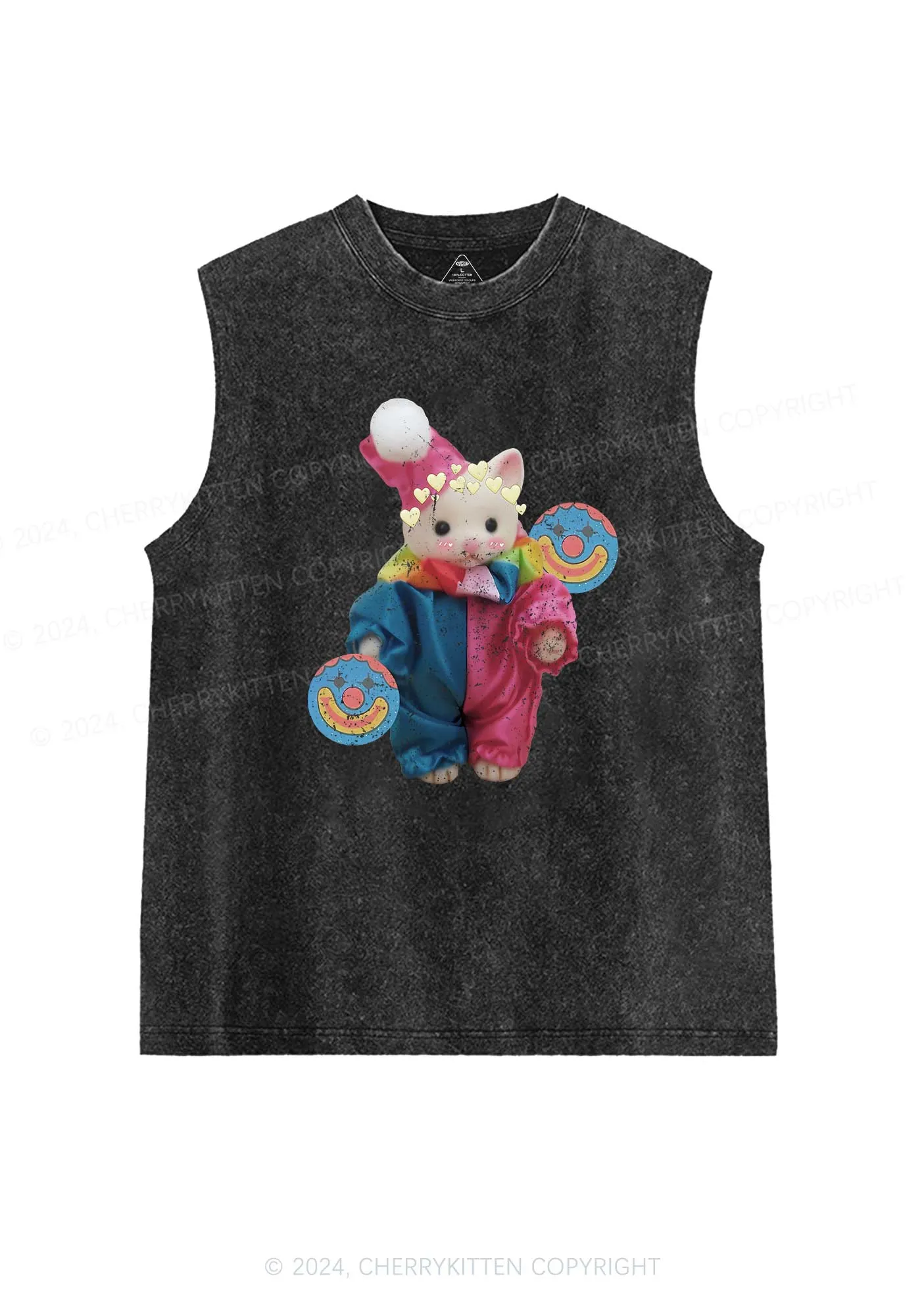 Chat Clown Y2K Washed Tank Cherrykitten