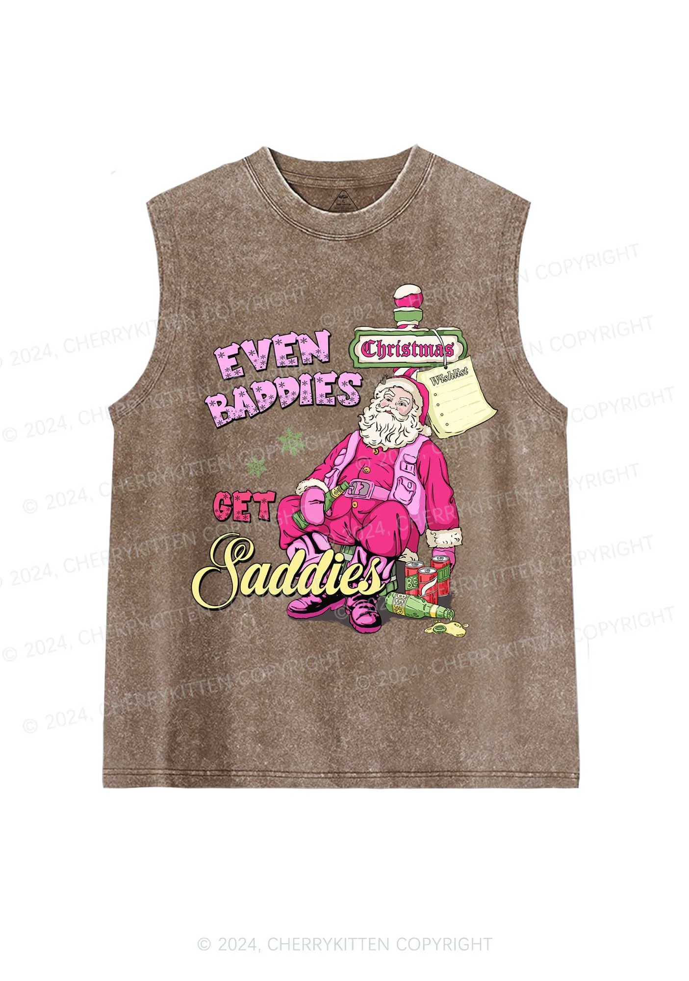 Christmas Baddies Santa Y2K Washed Tank Cherrykitten