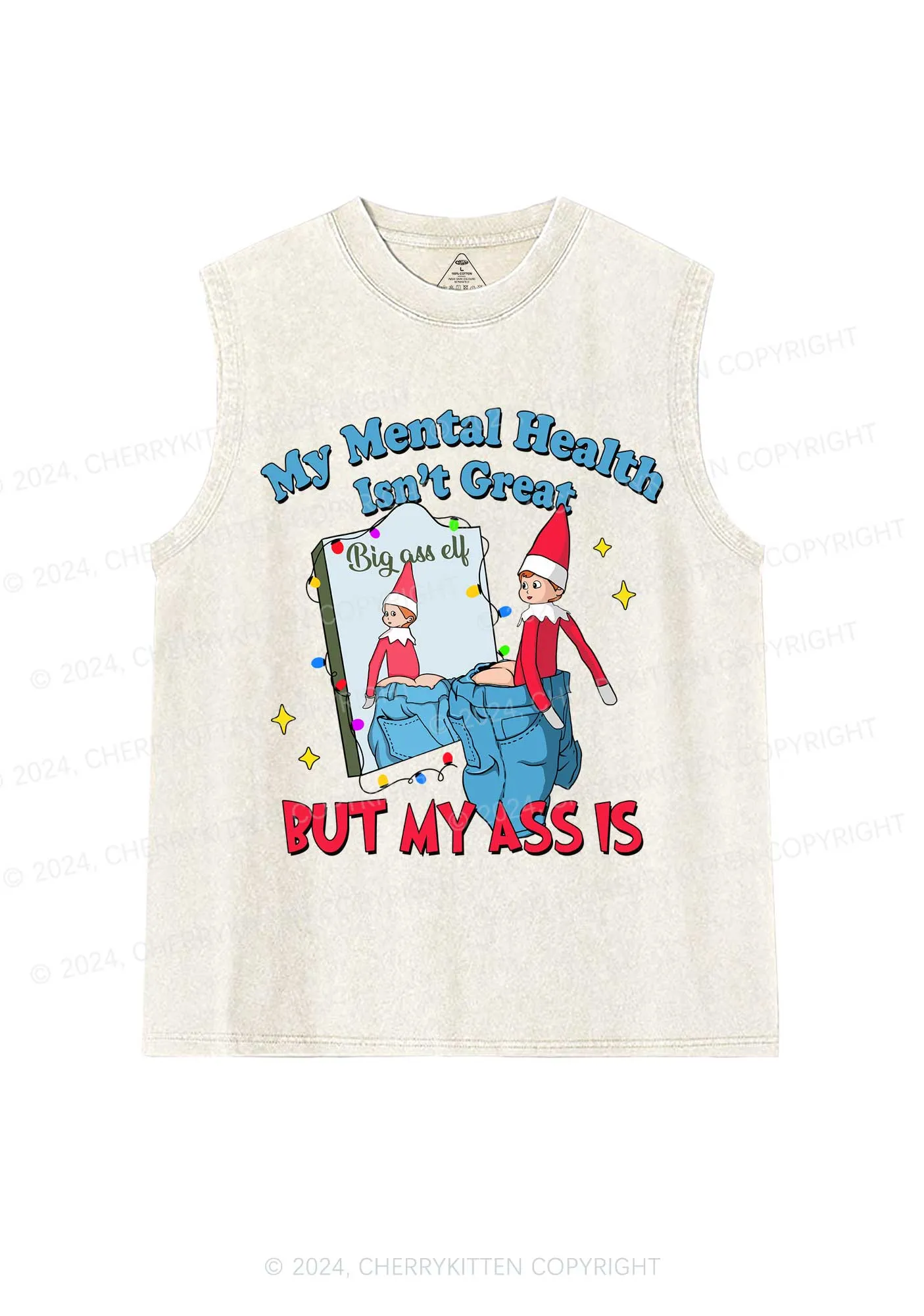 Christmas Big Axx Elf Y2K Washed Tank Cherrykitten