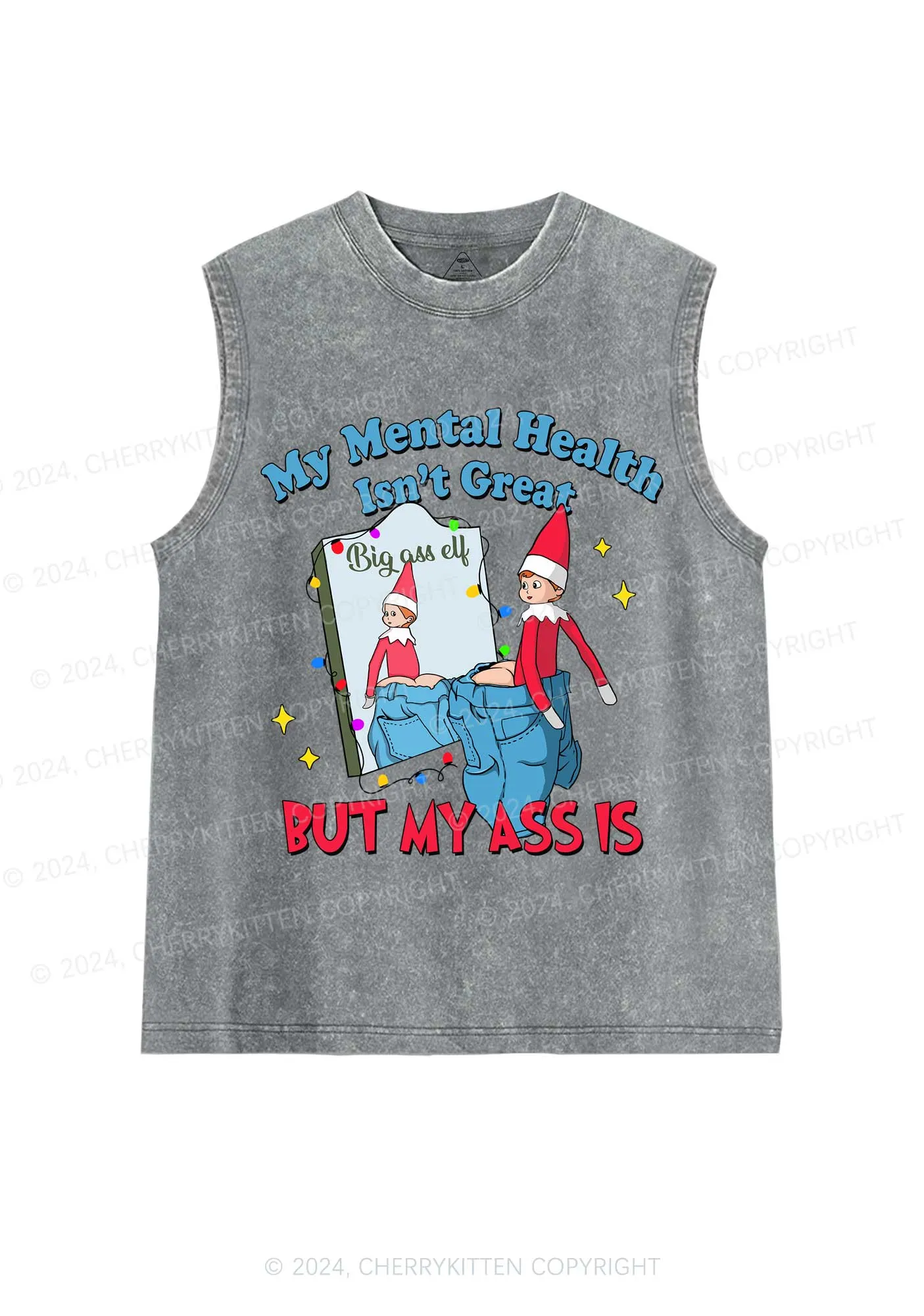 Christmas Big Axx Elf Y2K Washed Tank Cherrykitten