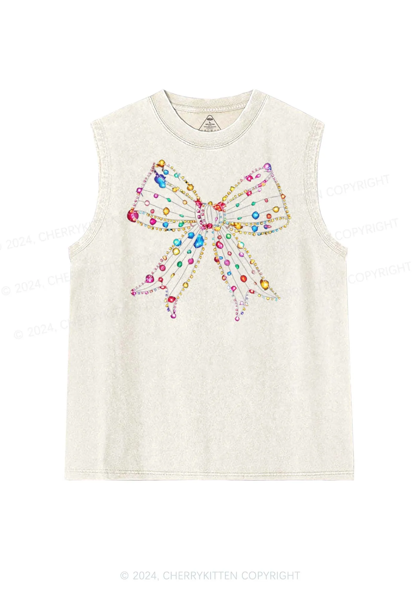 Christmas Bow Light Y2K Washed Tank Cherrykitten