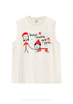 Christmas Boys Make Gr8 Pets Y2K Washed Tank Cherrykitten