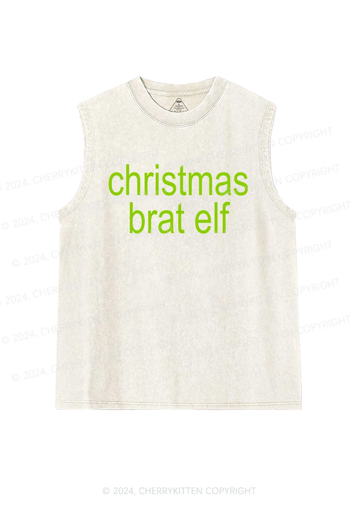 Christmas Brat Elf Y2K Washed Tank Cherrykitten