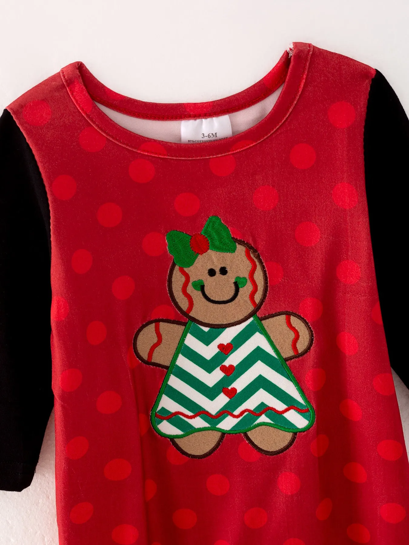 Christmas Gingerbread Man Print Red Girls Romper