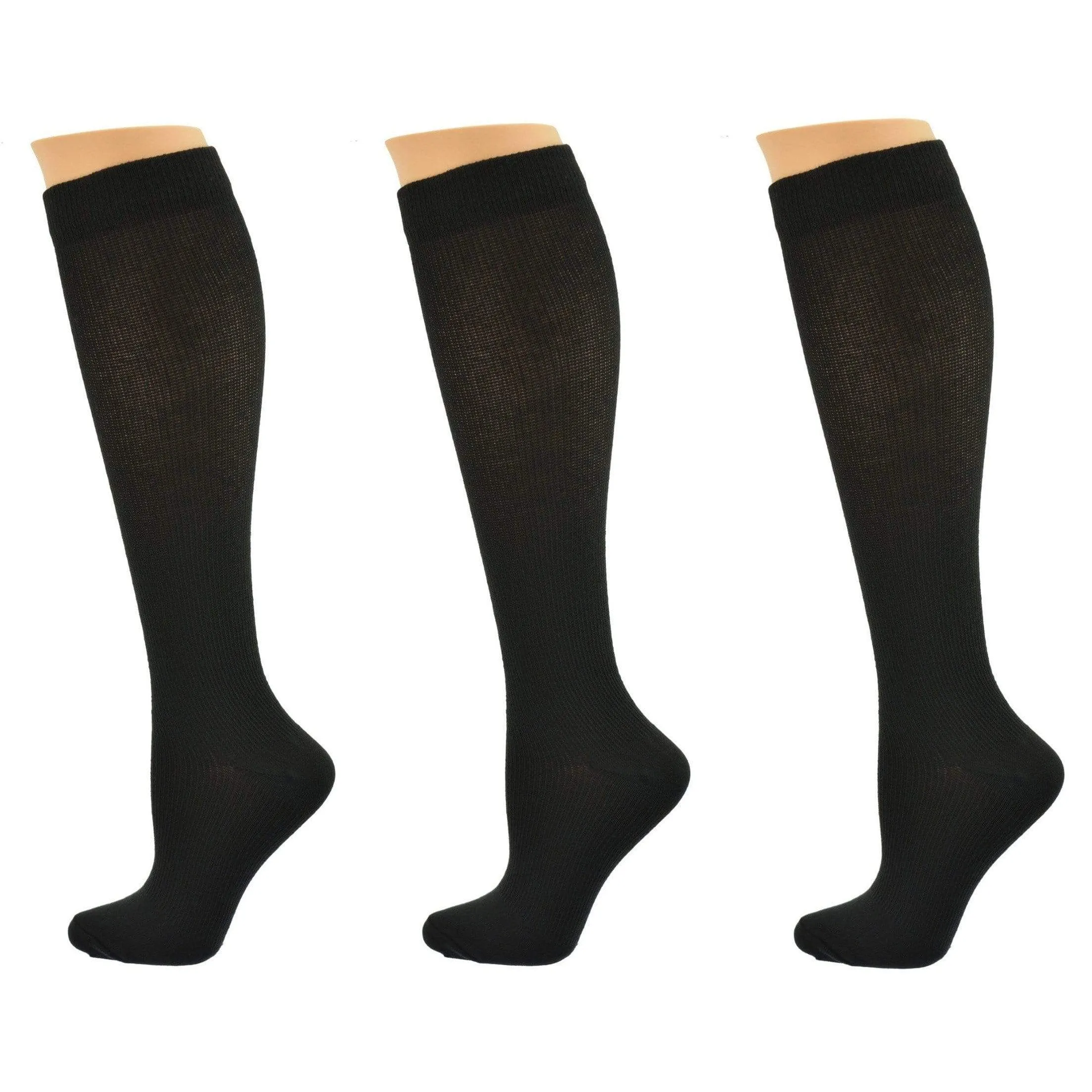 Compression Knee-Hi Socks for Men (Firm Compression in Cotton) 3-Pair Packs