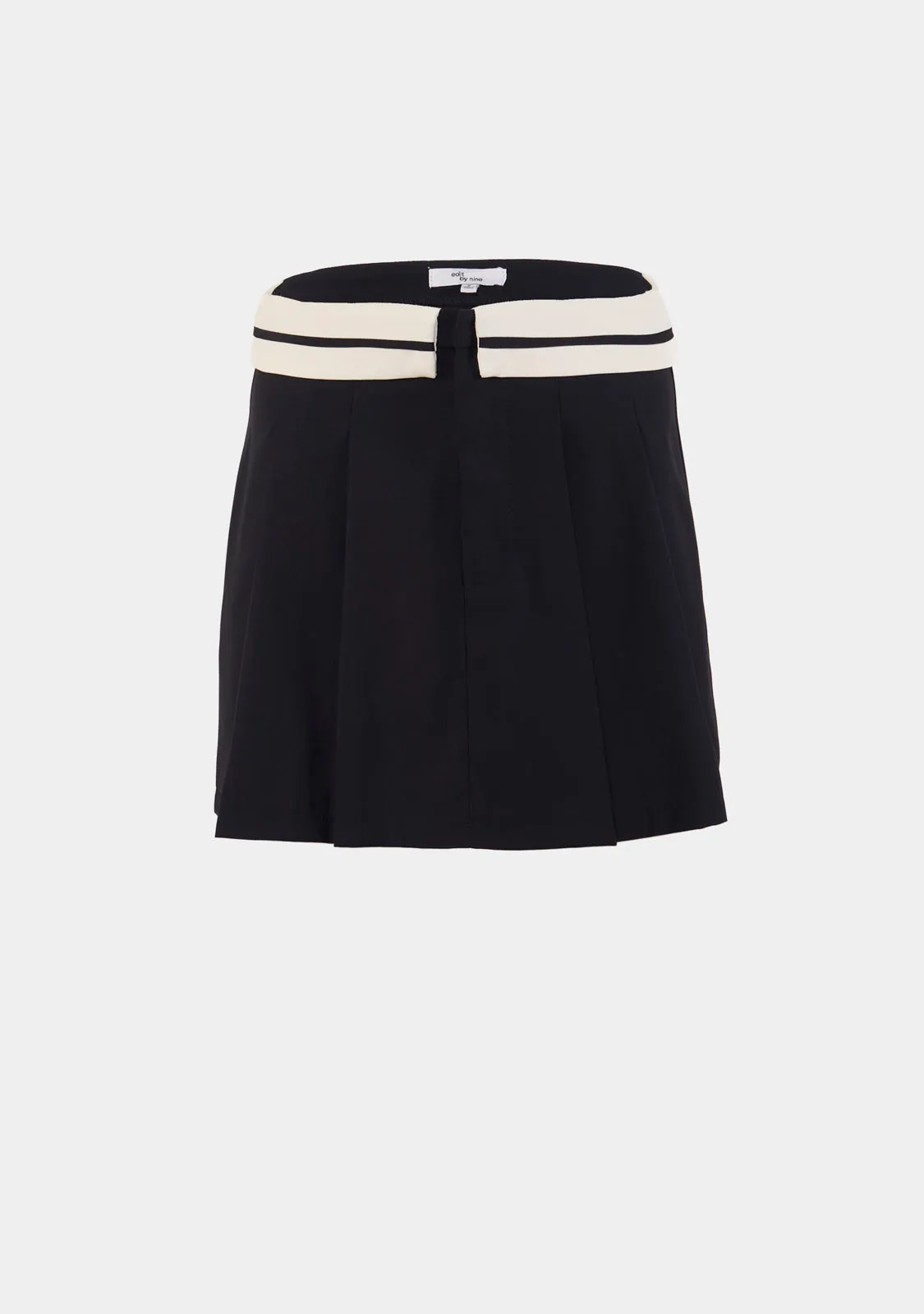 Contrast Band Detailed Pleated Mini Skirt