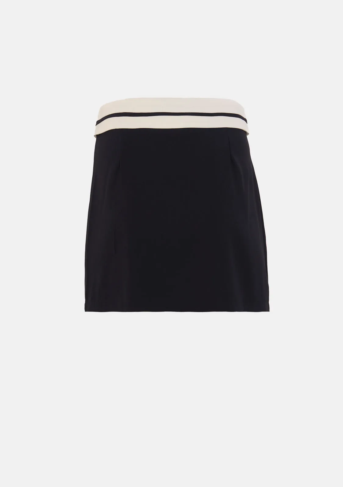 Contrast Band Detailed Pleated Mini Skirt