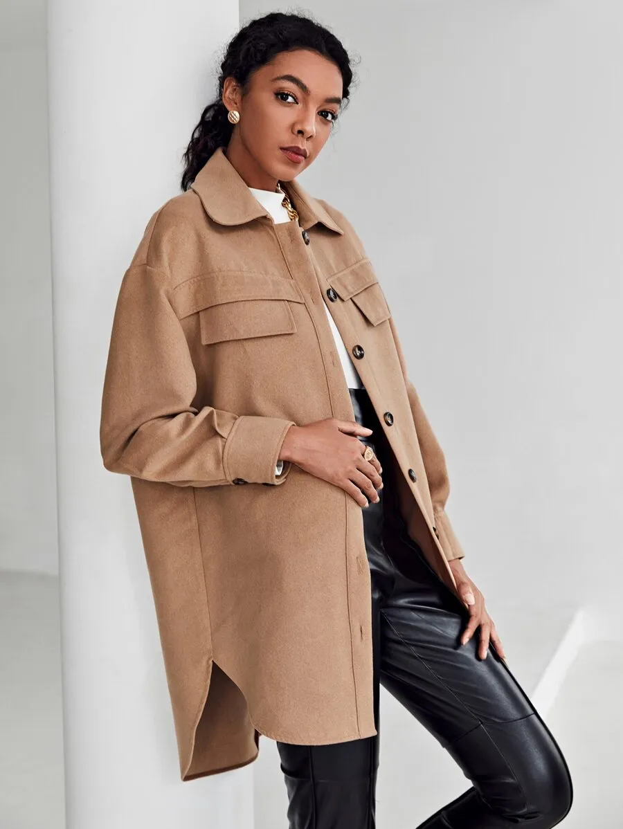 Curved Hem Coat