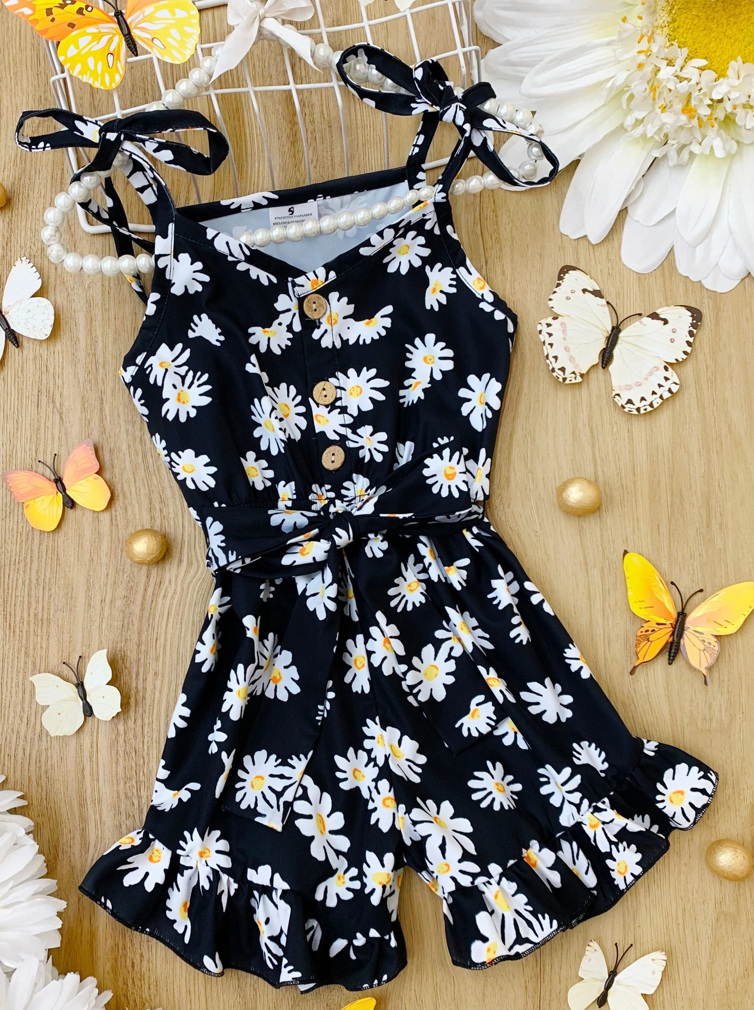 Darling Daisy Belted Ruffle Romper