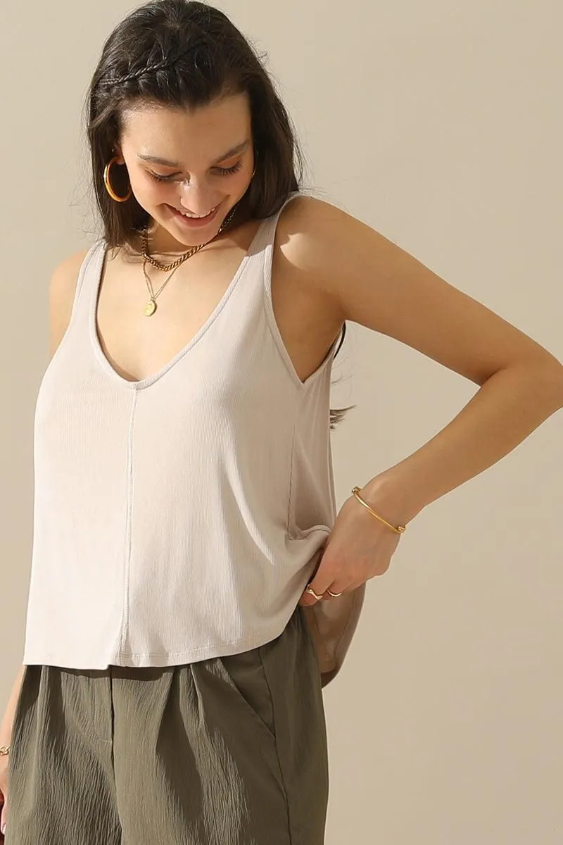 DEEP V NECK SLEEVELESS TANK TOP