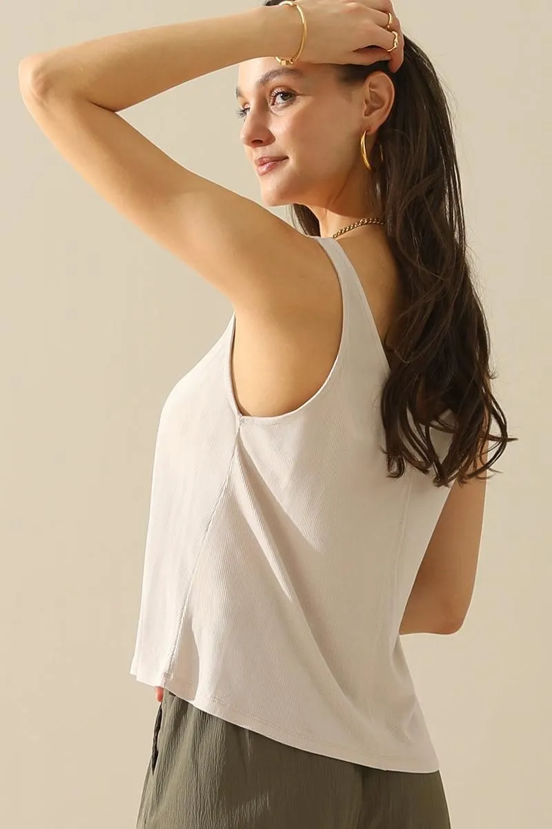 DEEP V NECK SLEEVELESS TANK TOP