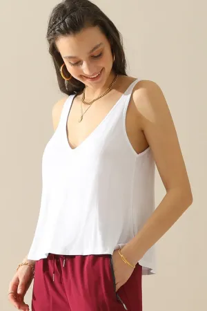 DEEP V NECK SLEEVELESS TANK TOP