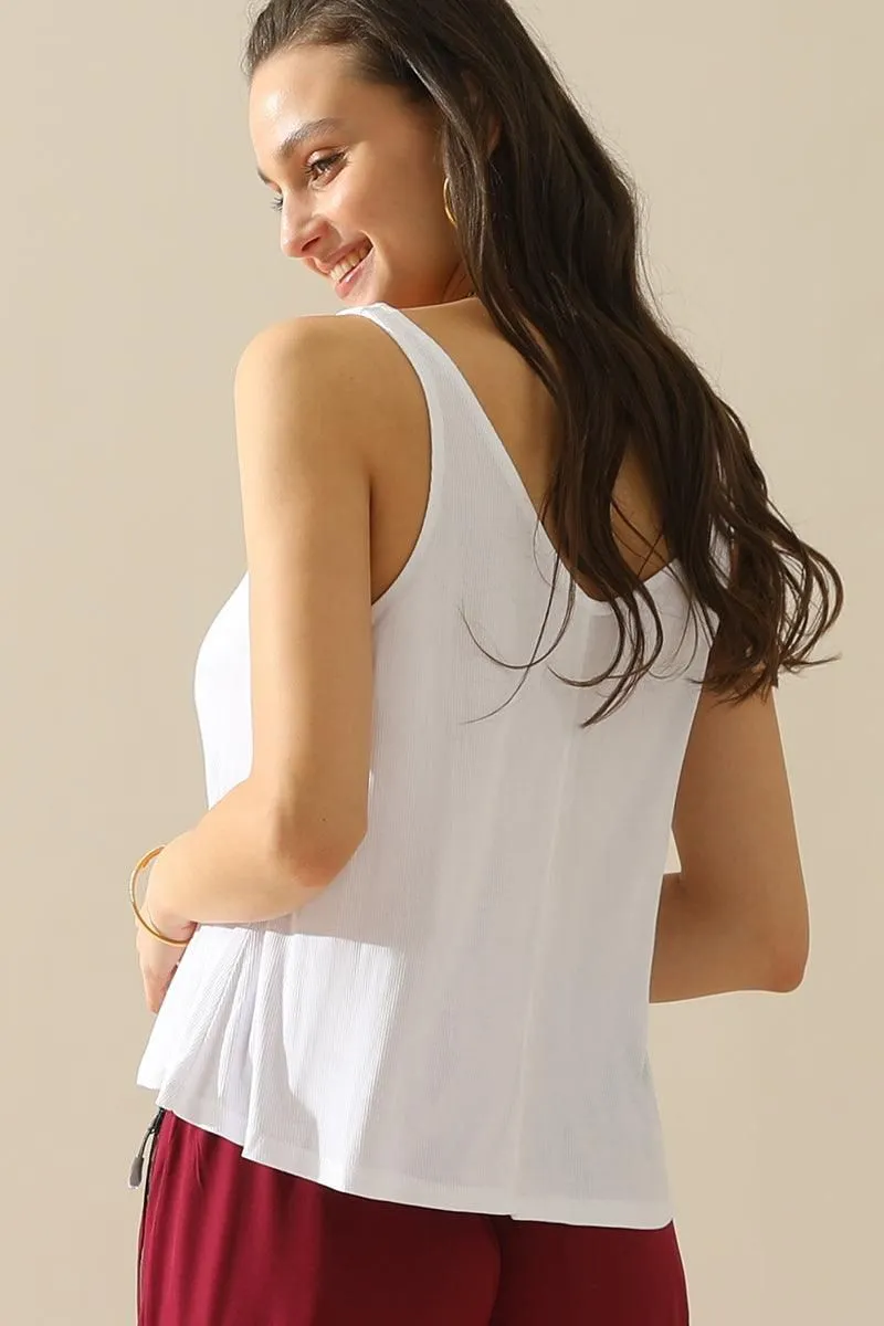 DEEP V NECK SLEEVELESS TANK TOP