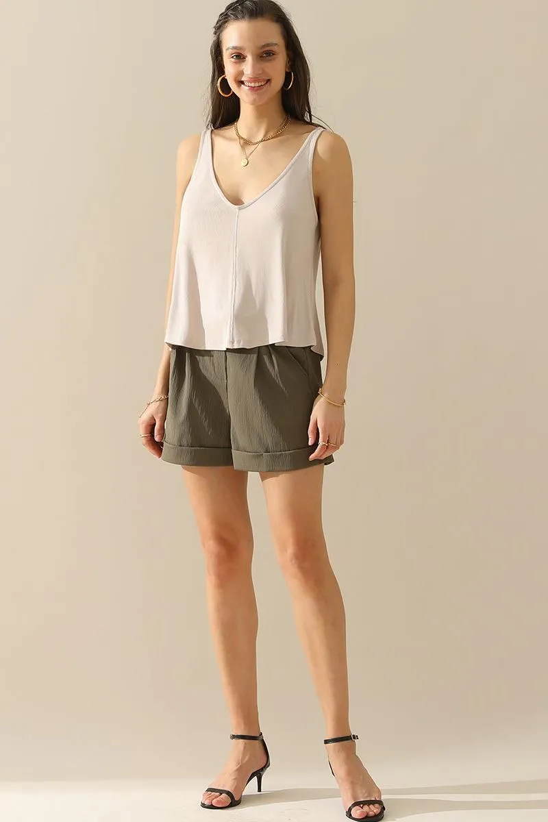 DEEP V NECK SLEEVELESS TANK TOP