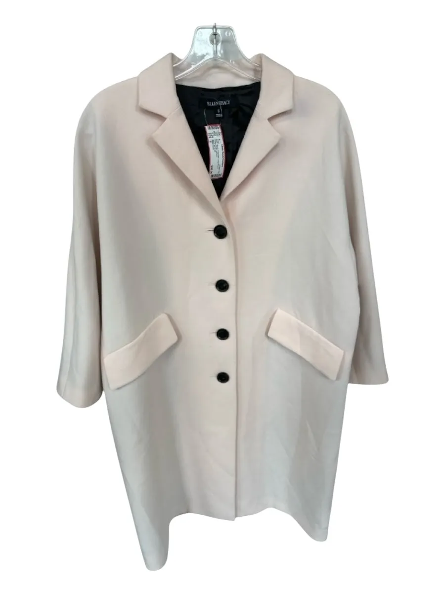 Ellen Tracy Size 6 Blush Polyester Long Sleeve Button Down Coat