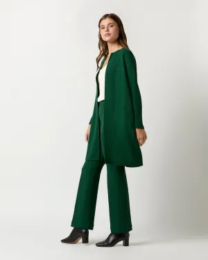 Estelle Coat in Forest Double-Face Stretch Wool Crepe