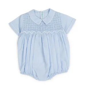 Feltman Brothers Blue/White Diamond Smocked Romper 23955