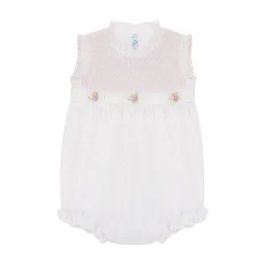 Feltman Brothers Sleeveless Secret Garden Romper White/Pink 708 5010