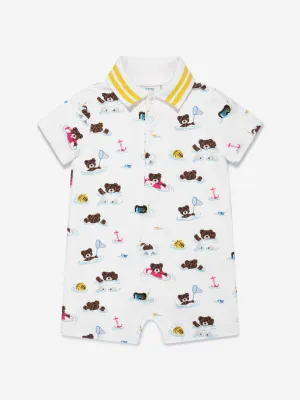 Fendi Baby Bear Beach Party Romper in White