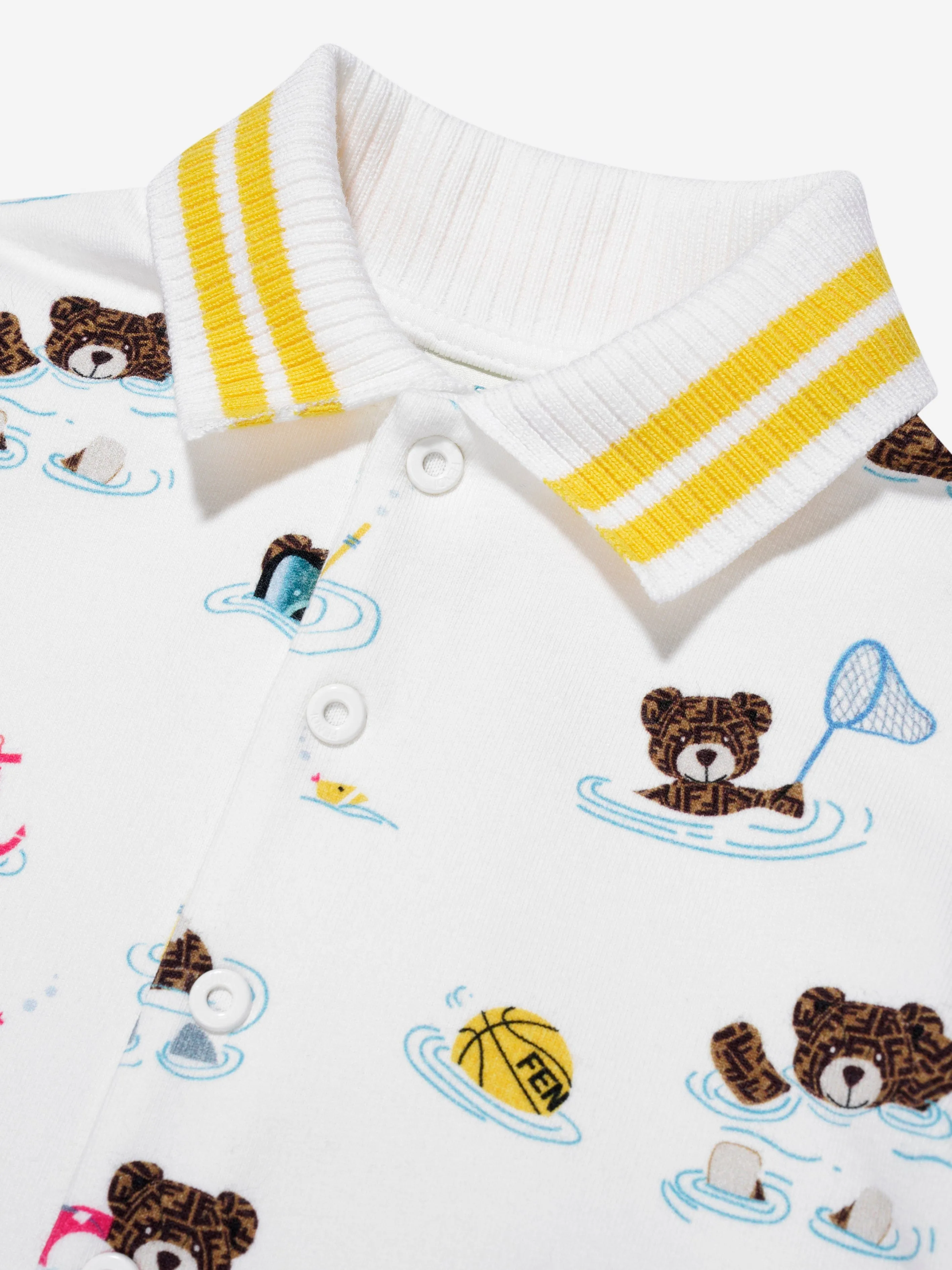 Fendi Baby Bear Beach Party Romper in White