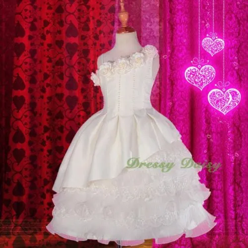 FG260 Rich Pearl Lace Flower Girl Dresses Wedding Communion Pageant Dress Size 2-10