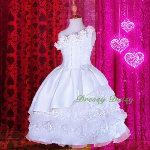 FG260 Rich Pearl Lace Flower Girl Dresses Wedding Communion Pageant Dress Size 2-10