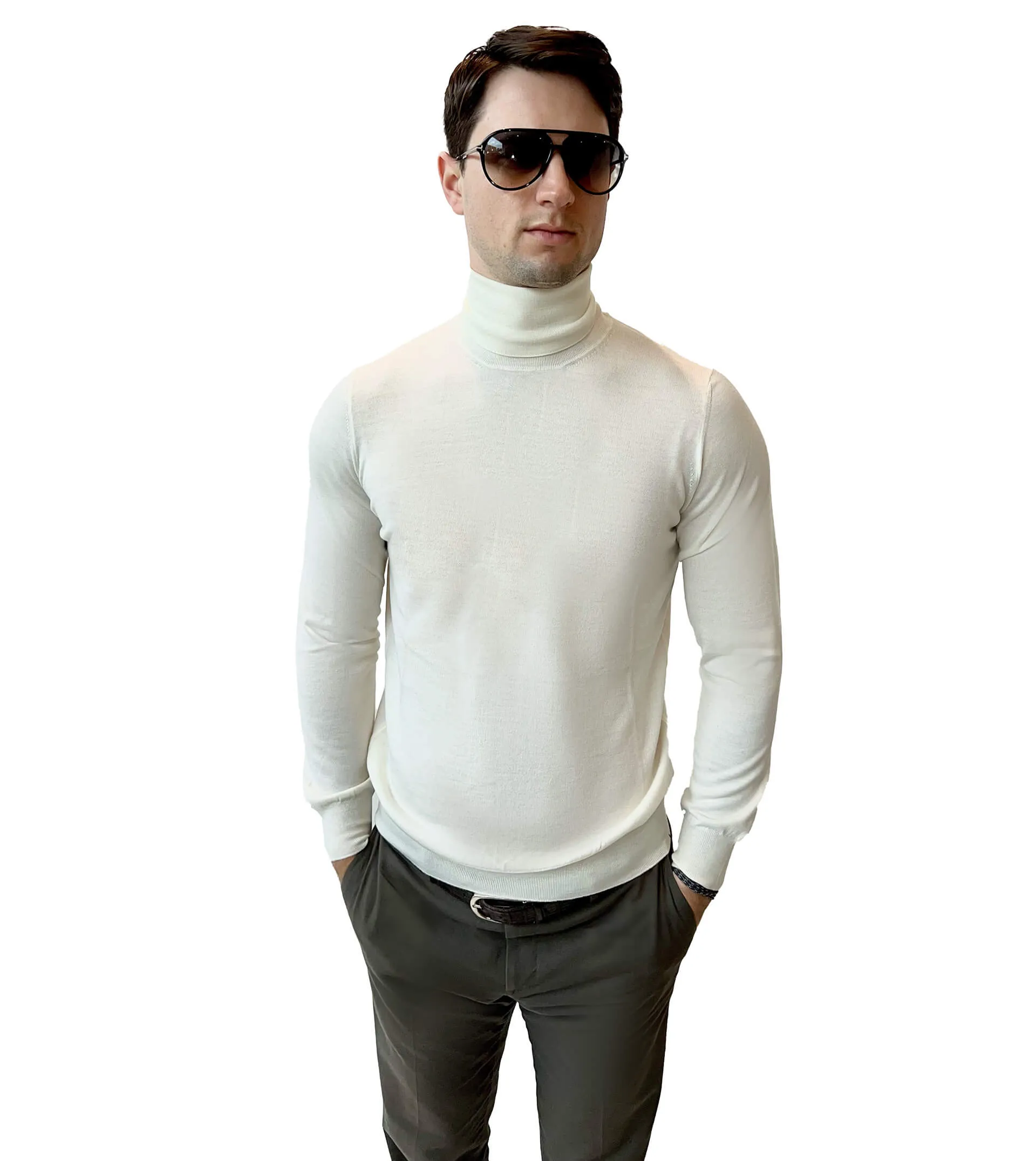 FIORONI CASHMERE Wool/Cashmere Turtleneck Sweater  Colors