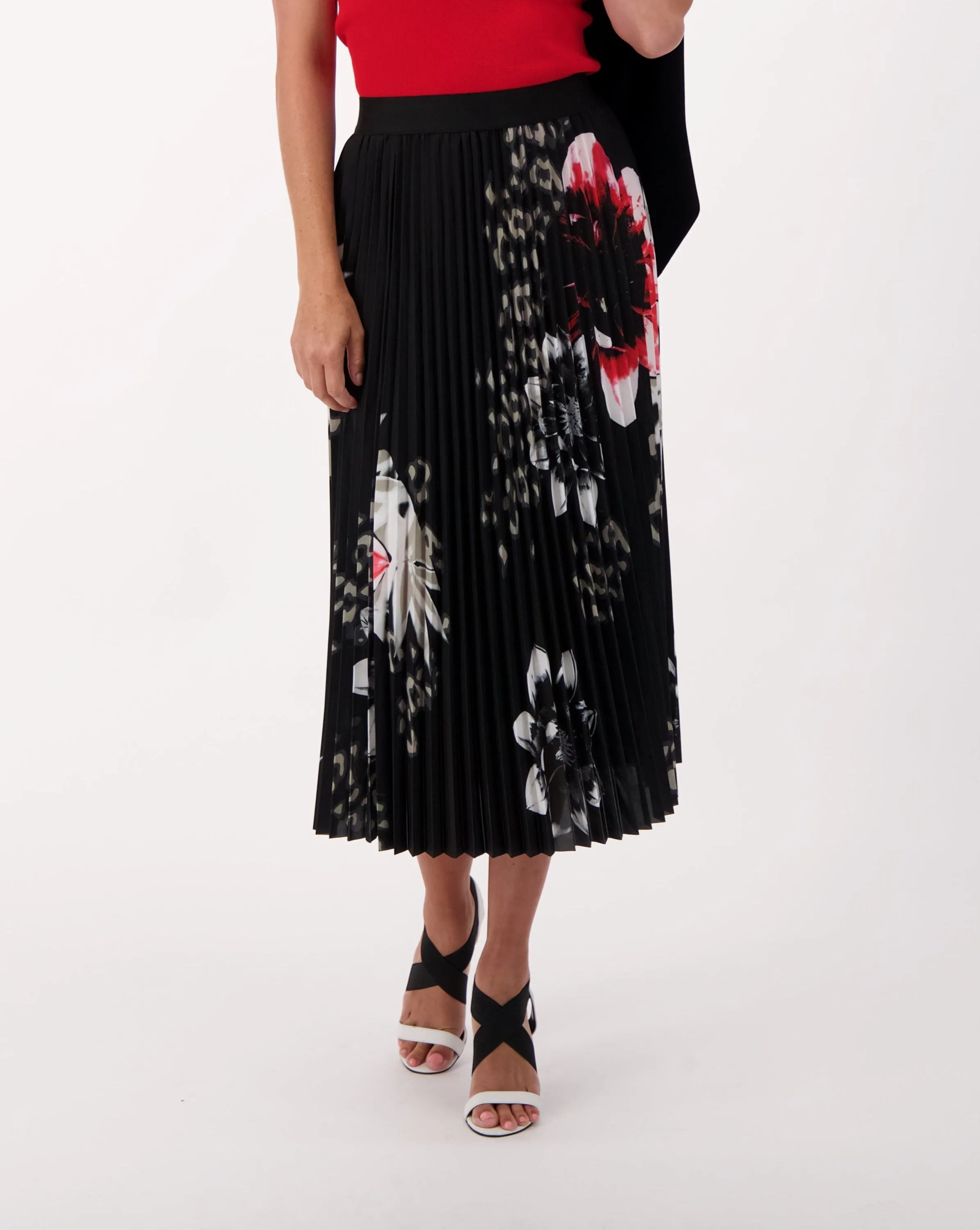 Floral Plisse Pleated Skirt