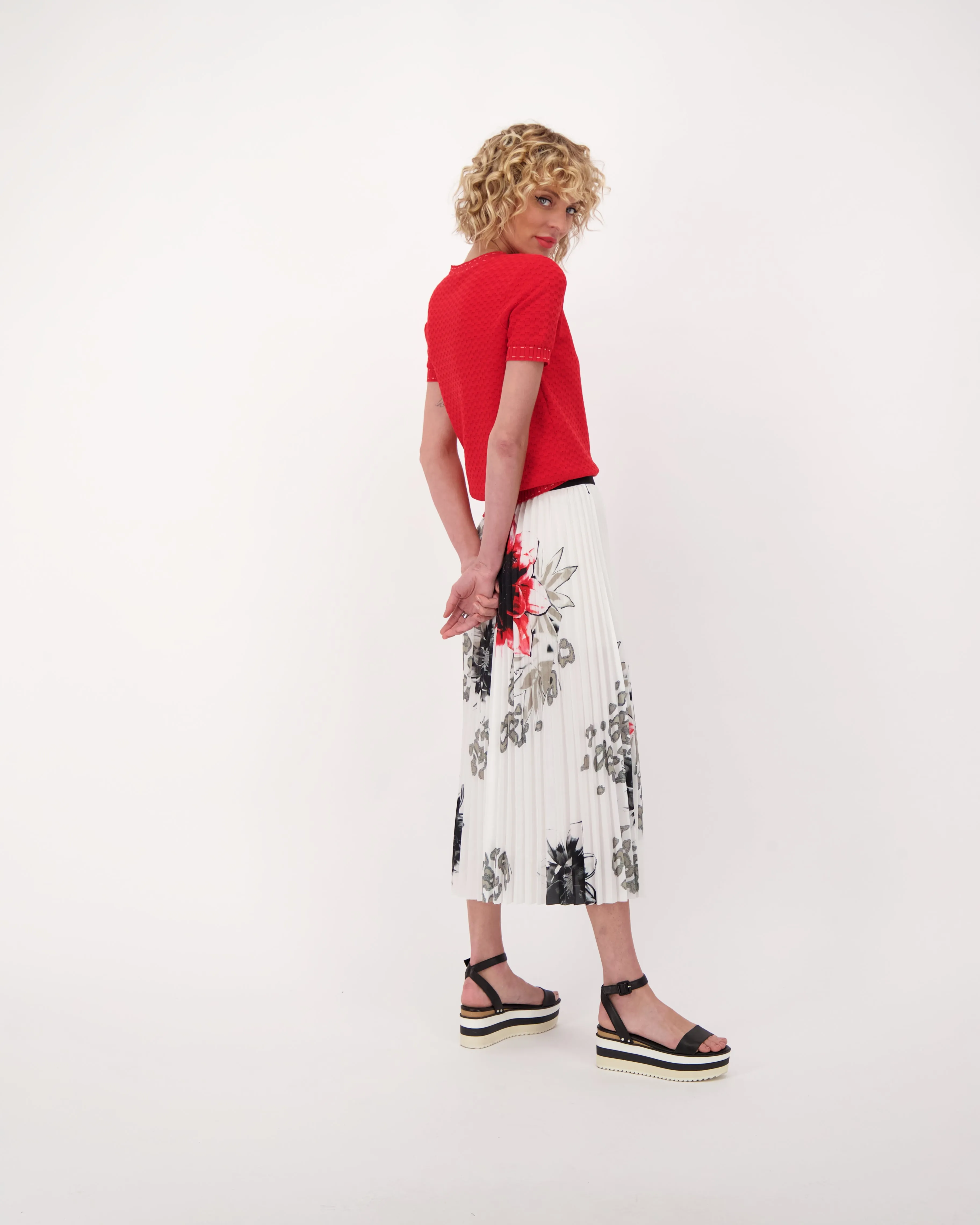 Floral Plisse Pleated Skirt