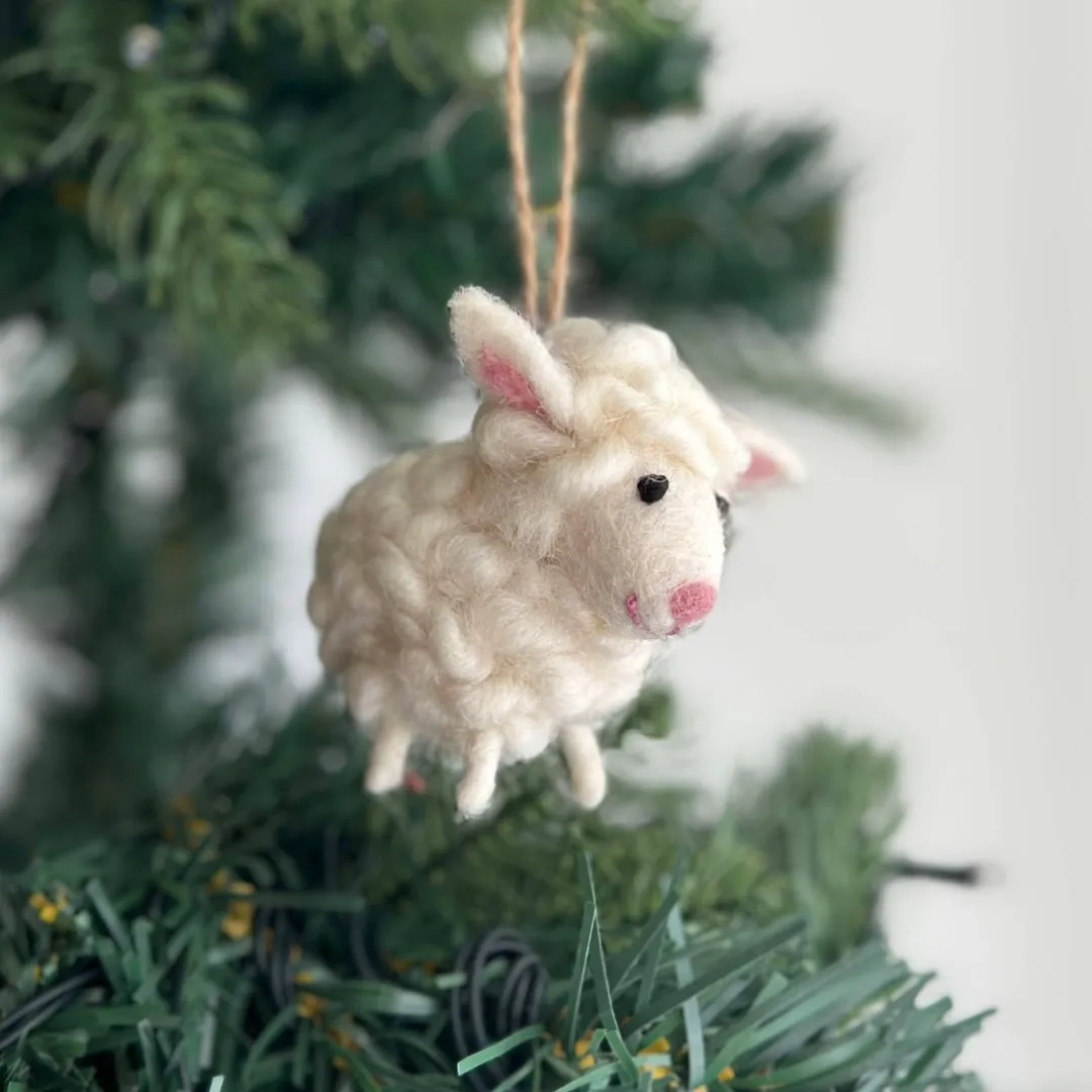 Fluffy Sheep Wool Felt Ornament 3"