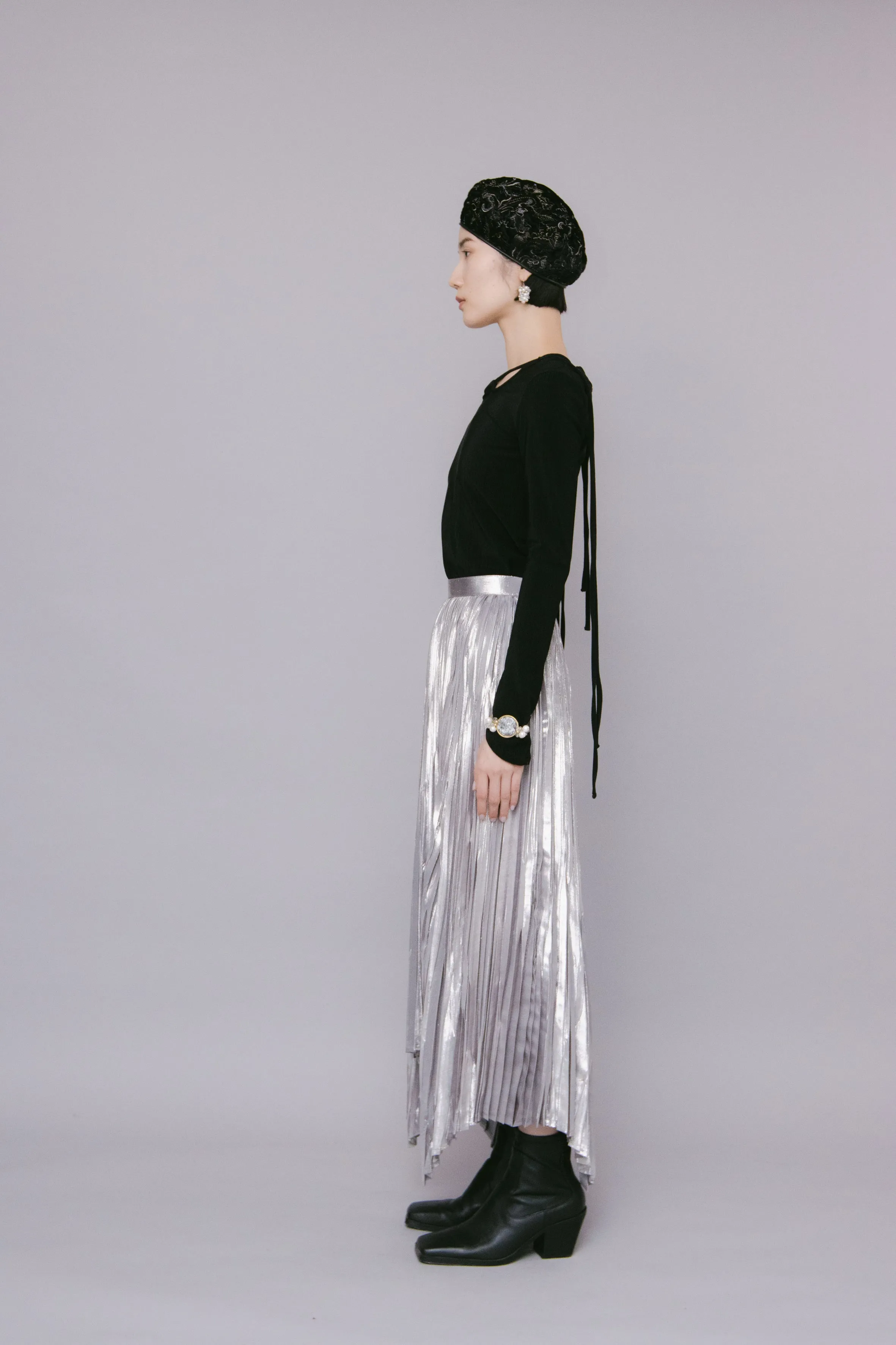 Frost pleated skirt (Silver)