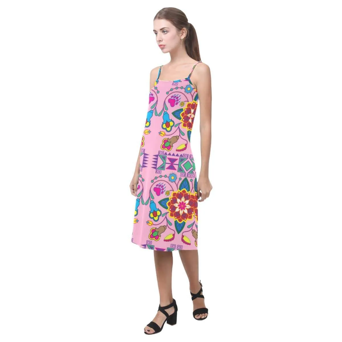 Geometric Floral Winter - Sunset Alcestis Slip Dress