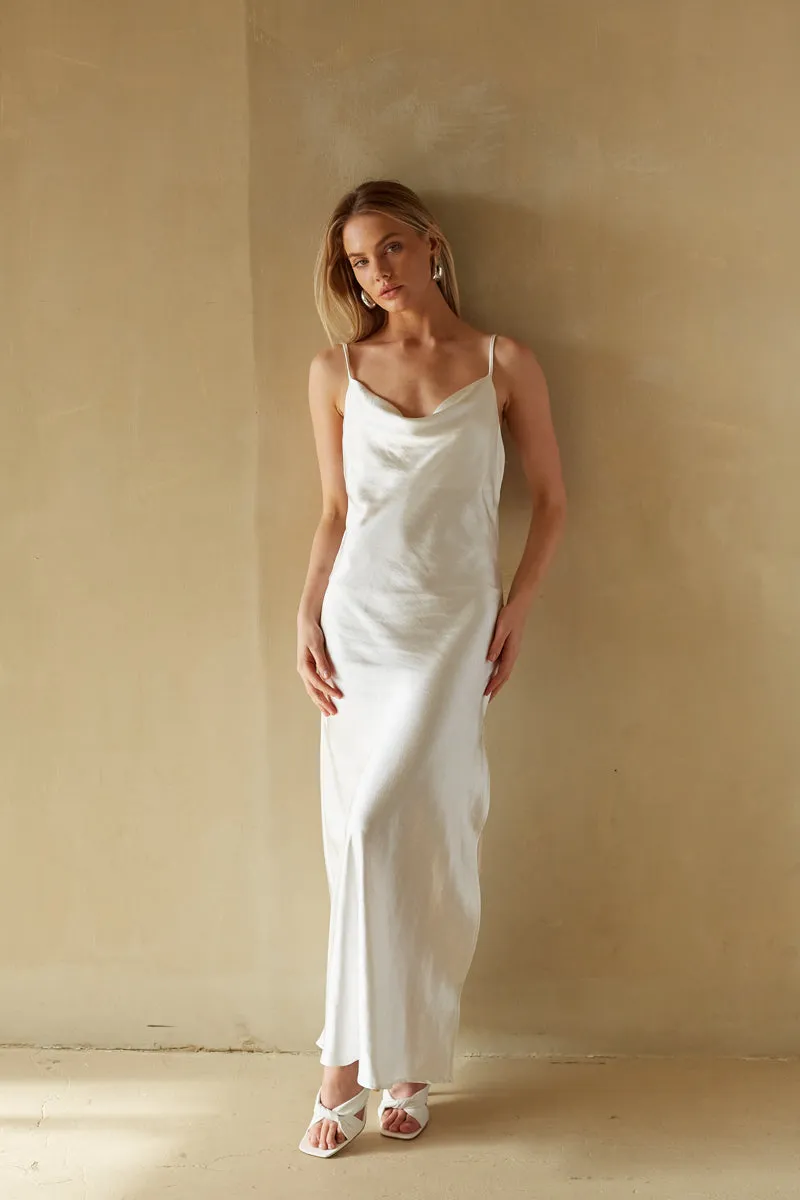 Giselle Satin Cowl Neck Maxi Dress