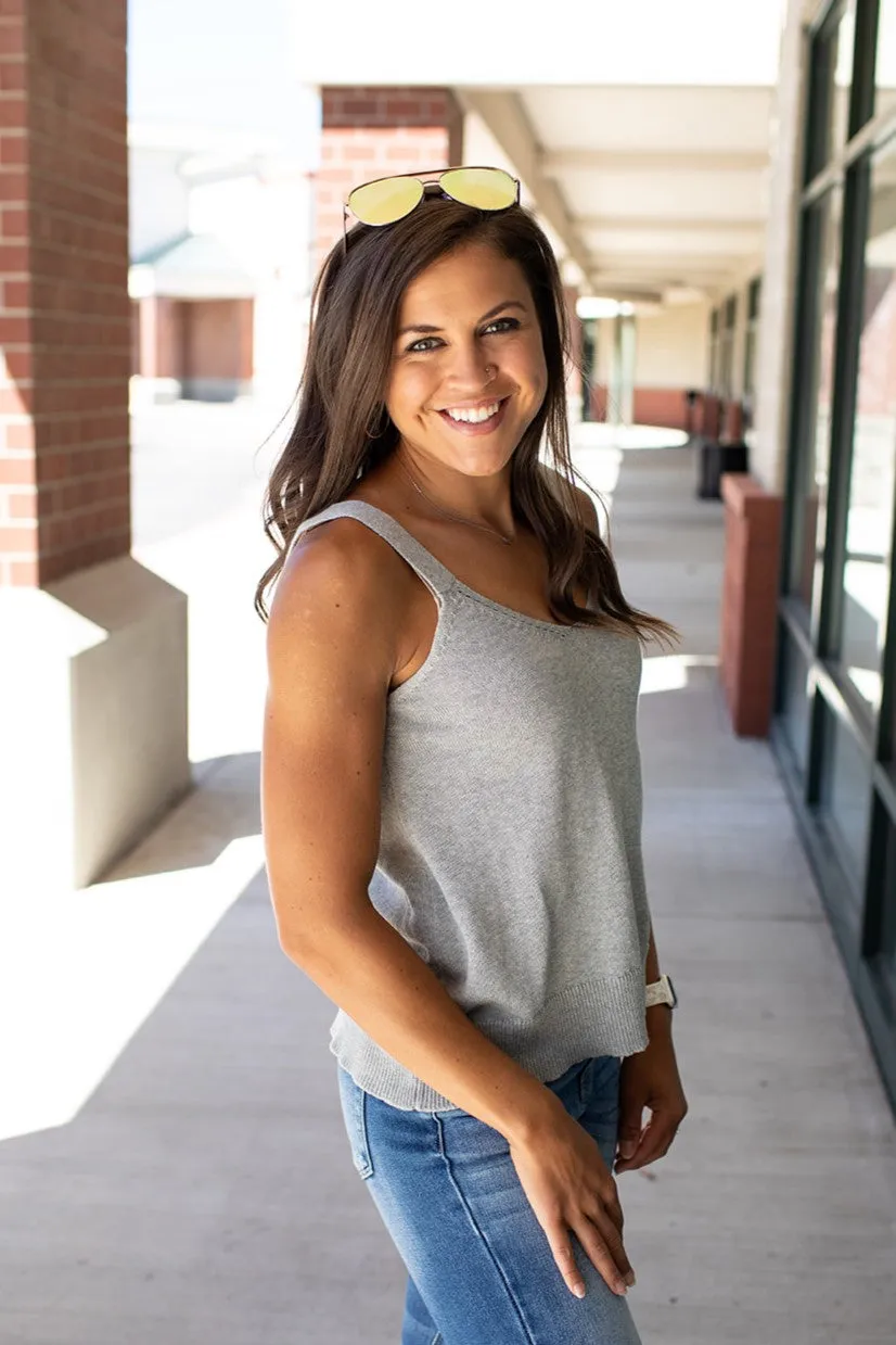 Gray Sweater Babe VNeck Tank