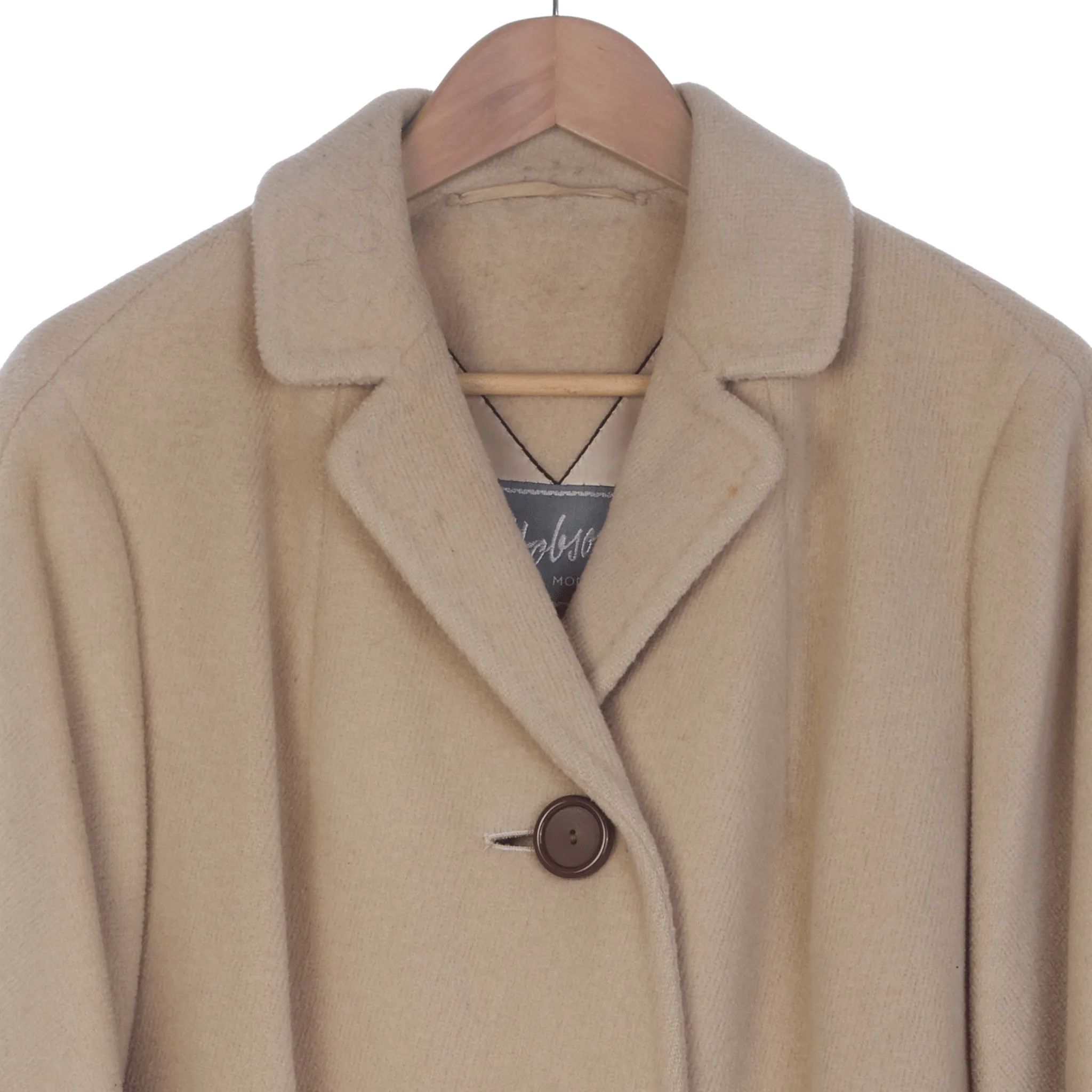 Hobson Cashmere Wool Camel Long Sleeved Coat UK Size 18