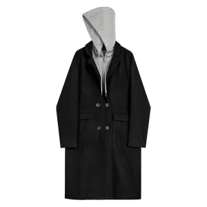 Hoodie Patch Wool Coat