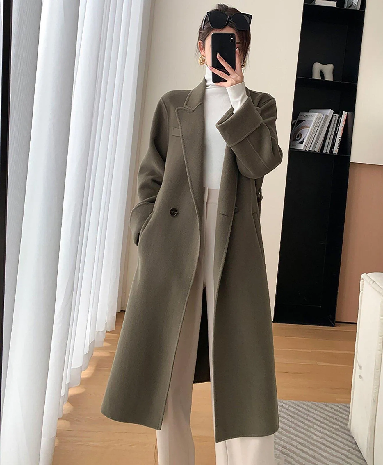 Imogen Beled Double Face Wool Long Wrap Coat