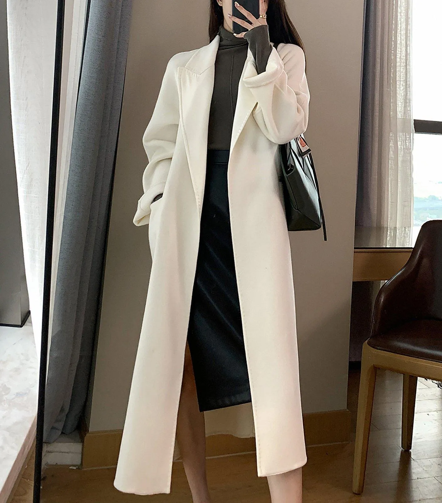 Imogen Beled Double Face Wool Long Wrap Coat